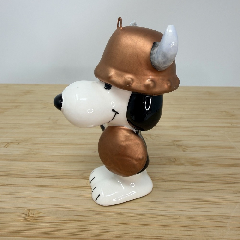 Vintage Snoopy Ceramic Viking Christmas Ornament International Japan Sword UFS